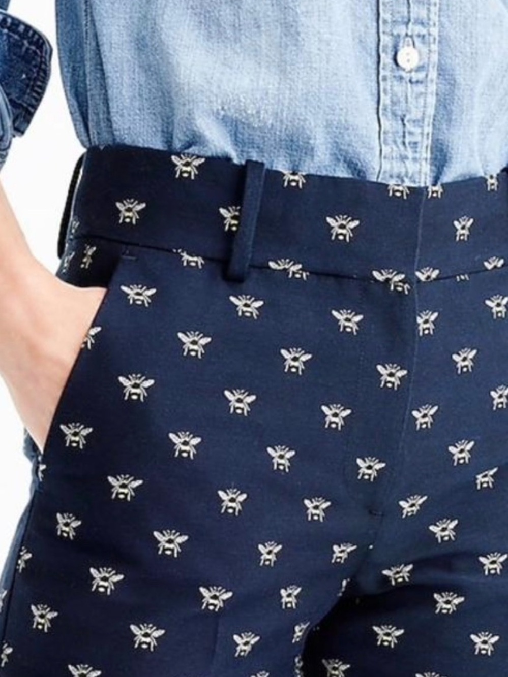 J. Crew Bumblebee Jacquard Cropped Pant size 2 - Picture 3 of 10